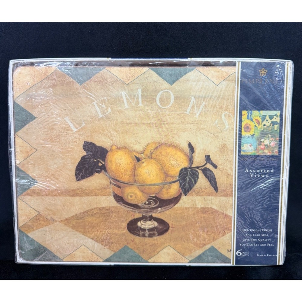 Pimpernel Placemats Set of 6 Lemons Cottage Core Cork Backed Sealed Box